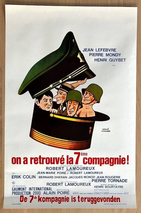 On a retrouvé la 7ème compagnie (1975) Originele filmposter, Verzamelen, Ophalen of Verzenden, Zo goed als nieuw, A1 t/m A3, Film en Tv