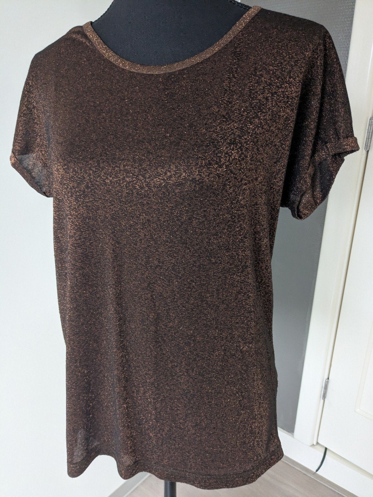 Jane Lushka T-shirt met korte mouwen en glitter, Bruin, Ophalen of Verzenden, Zo goed als nieuw, Jane Lushka