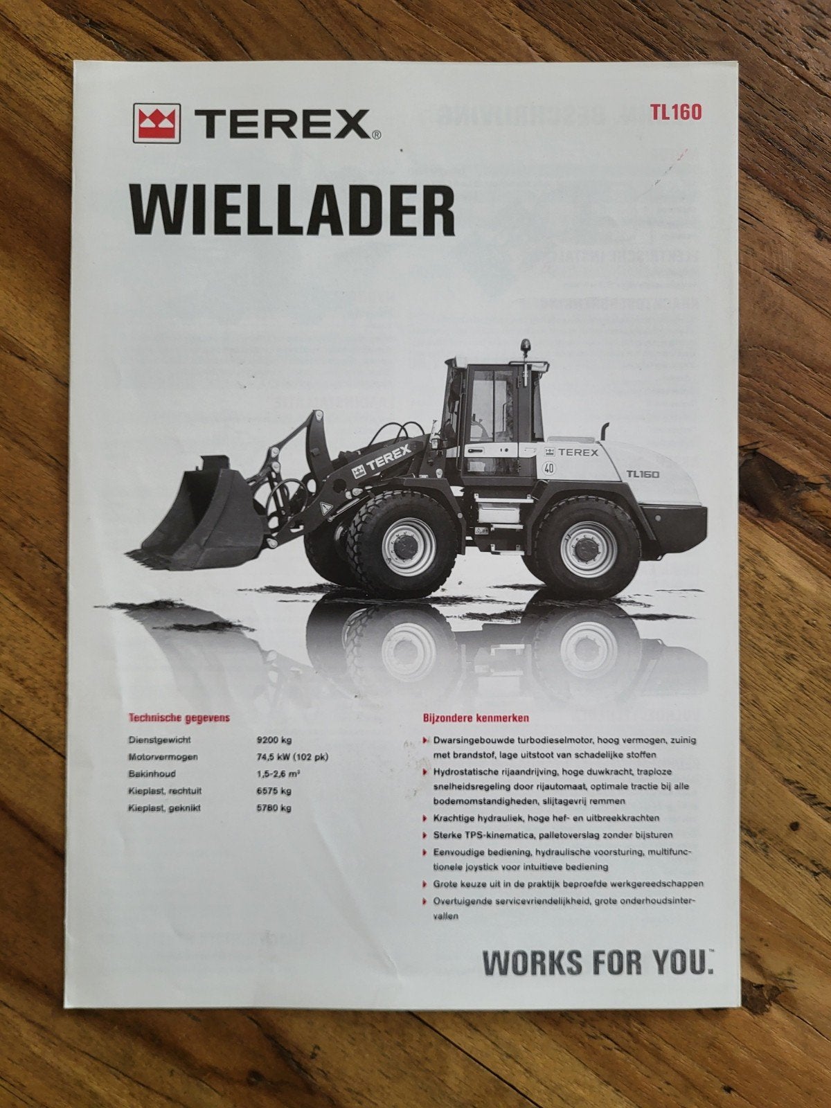 folder TEREX TL160 wiellader, Ophalen of Verzenden, Zo goed als nieuw
