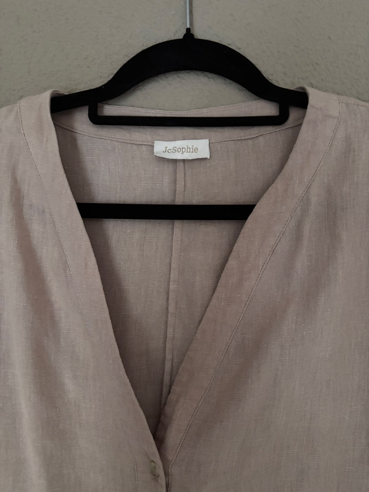 Lange linnen jurk/blouse - Beige - Maat M JC sophie, Maat 38/40 (M), Beige, Ophalen of Verzenden, Zo goed als nieuw