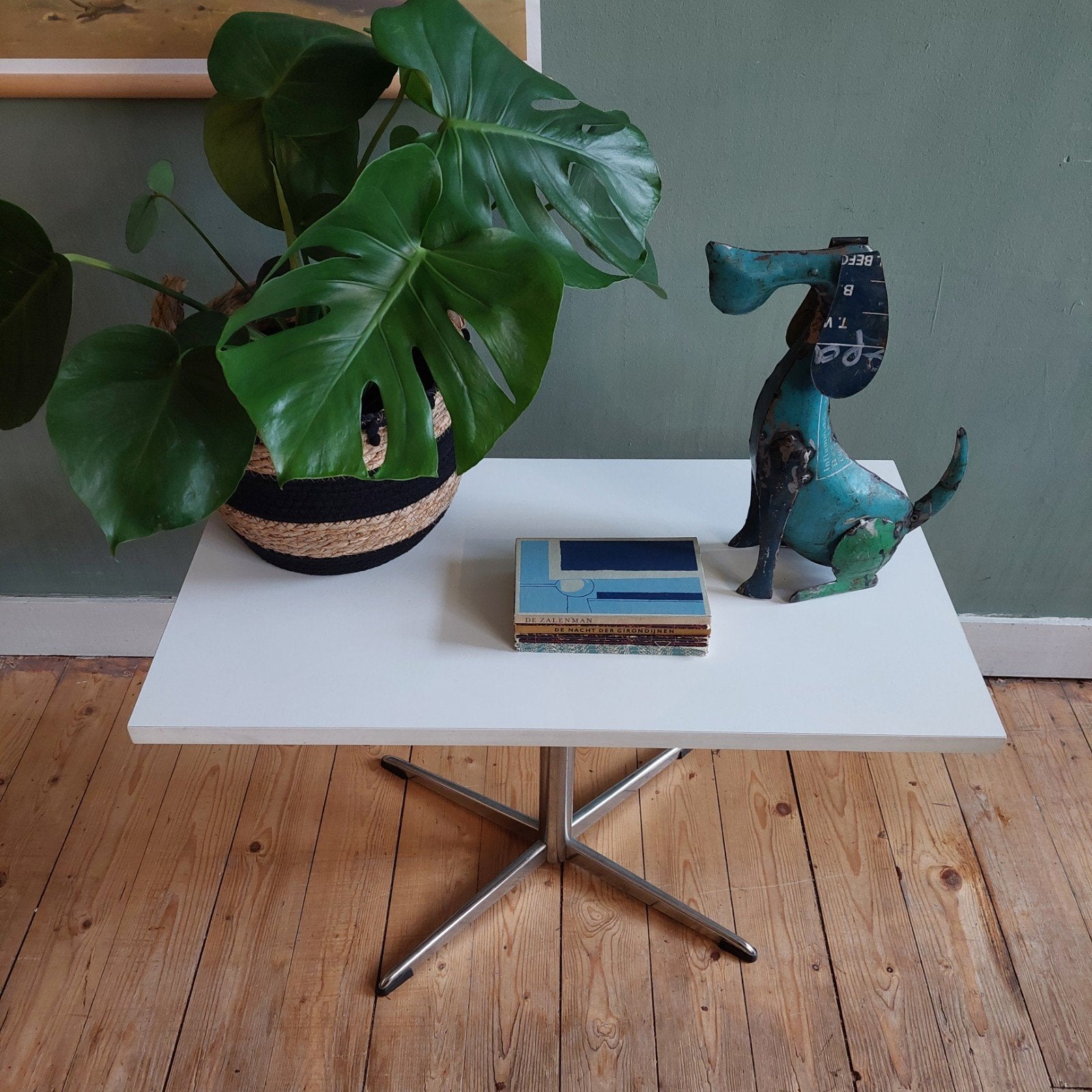 Lucky Vintage seventies audio of TV tafel draaibaar chroom, Ophalen, Gebruikt, 50 tot 100 cm, .