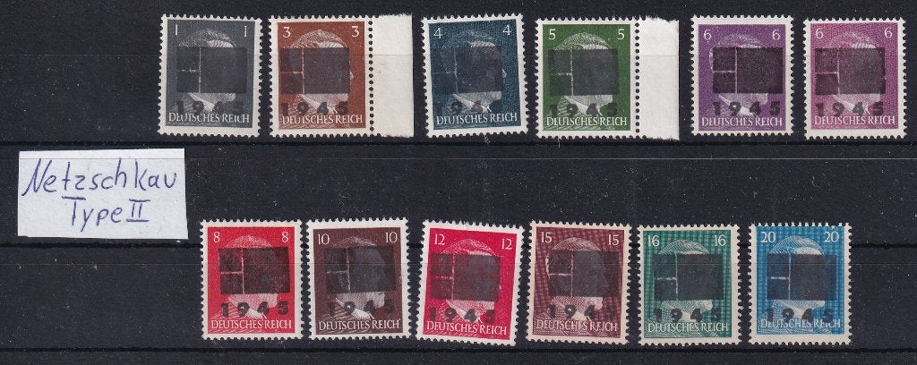 X218A) 1945 Netzschkau-Reichenbach II Mi 1/11 €800 opdruk?, Ophalen of Verzenden, Overige periodes, Postfris