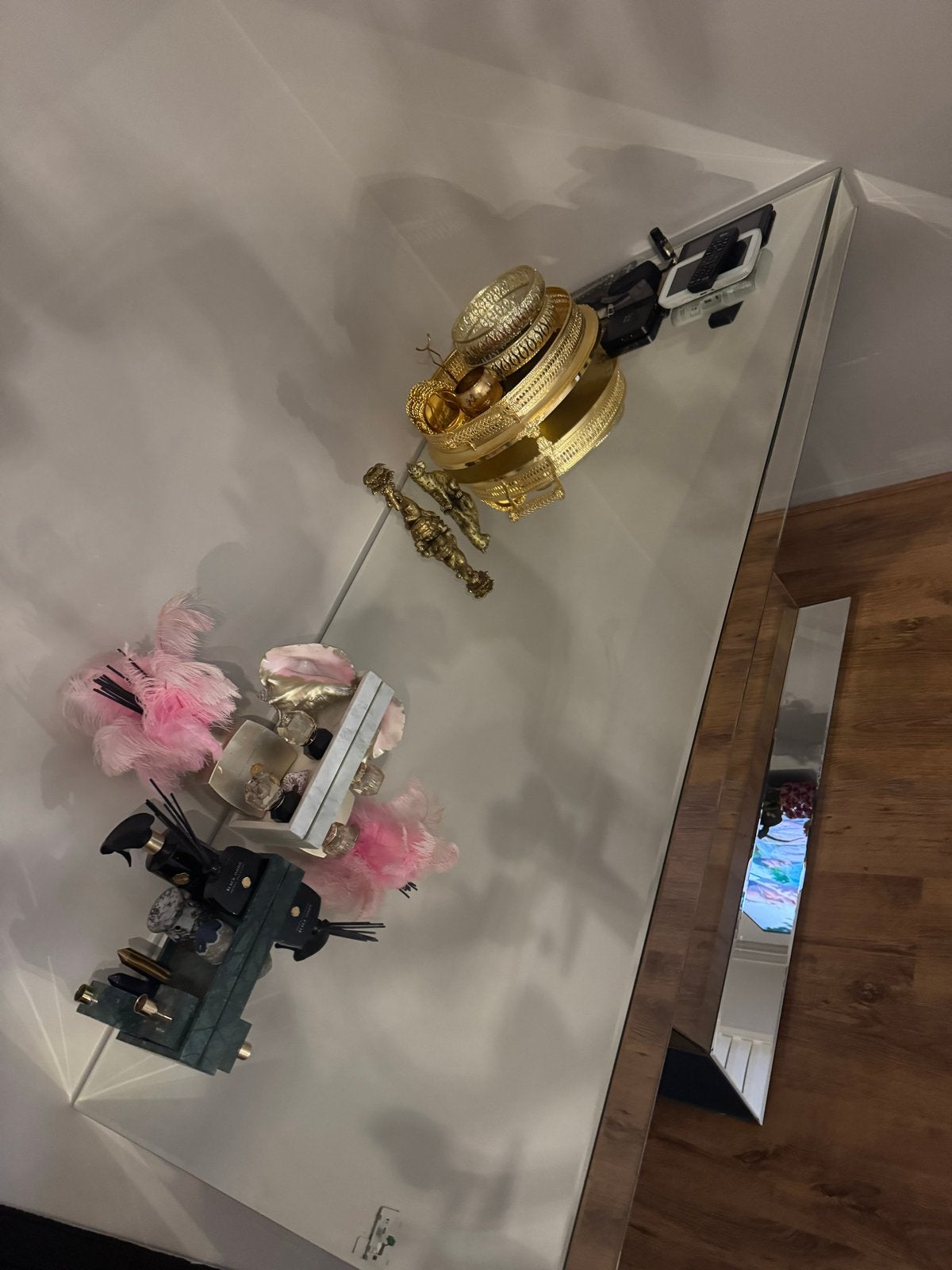 Mooie Eric Kuster spiegel eettafel - nu 150€, Gebruikt, Glas, 150 tot 200 cm, Vier personen