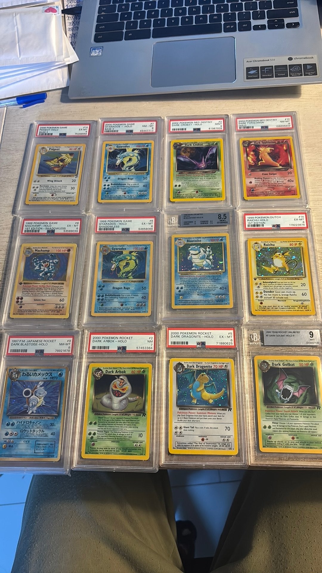Graded kaarten  uit de Base set, rocket set en neo destiny, Ophalen of Verzenden, Zo goed als nieuw, Meerdere kaarten
