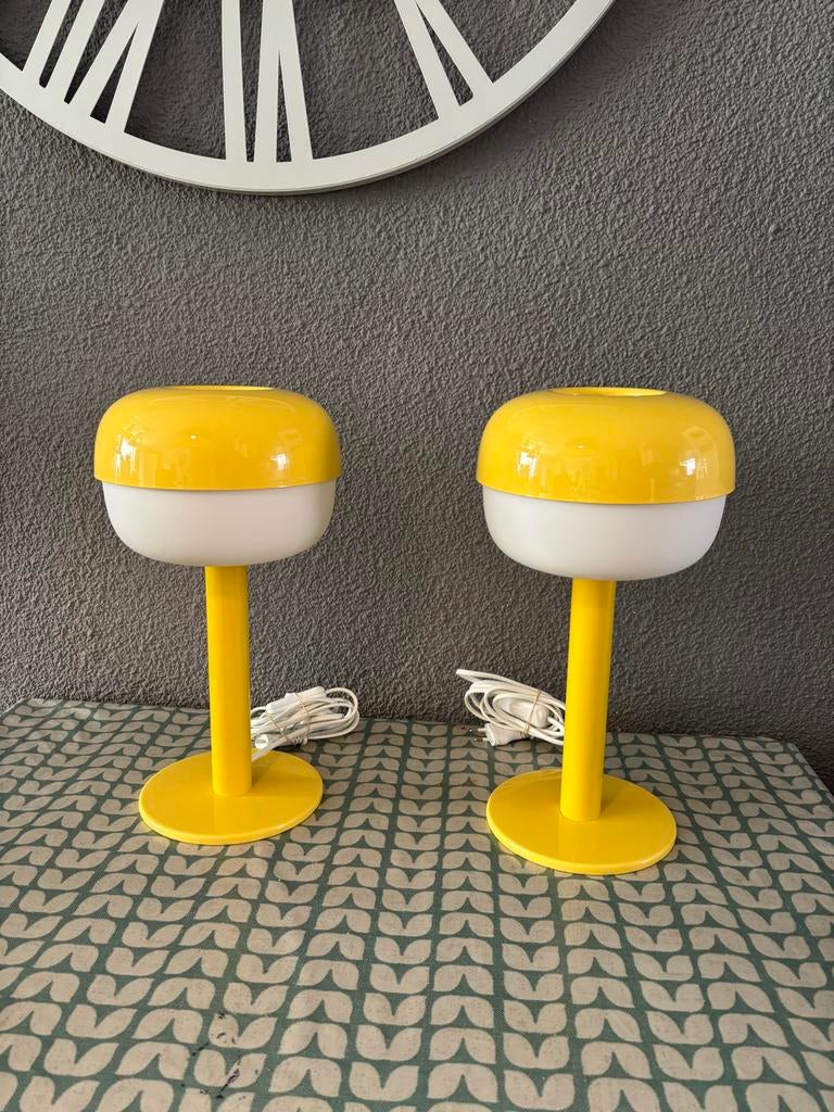 Per 2 IKEA Bläswerk tafellampen - Geel (werkend), Ophalen, Gebruikt, Kunststof, Minder dan 50 cm