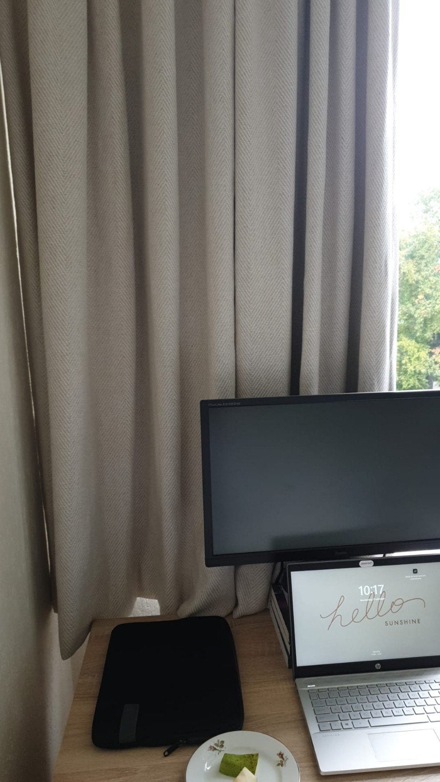 Gordijnen verduisterend Ecru 3,15 b x 1,81 h  2 delig, Ophalen, Crème, 181 cm, Zo goed als nieuw