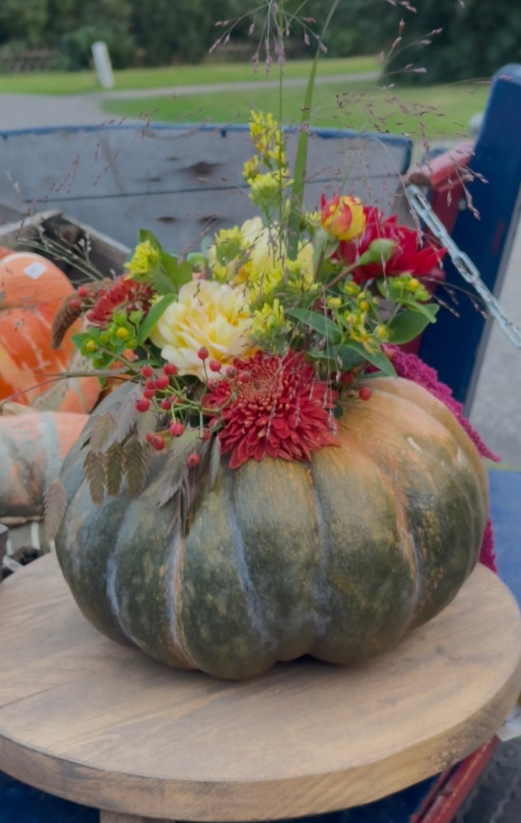Kalebas met plukbloemen te koop, Ophalen, Rond, Zo goed als nieuw, Minder dan 25 cm