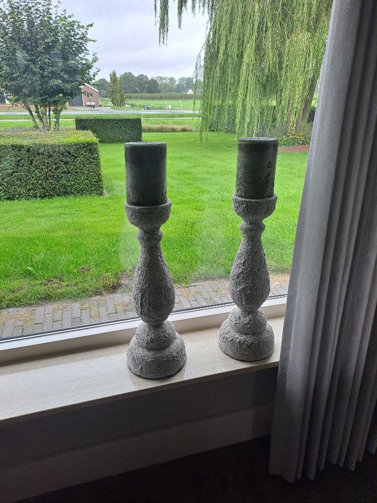 kandelaars, Huis en Inrichting, Ophalen, Zo goed als nieuw, Grijs, Steen/keramiek
