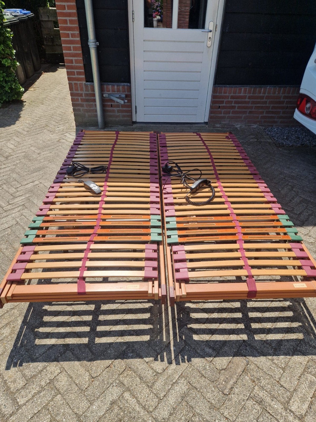 2x Elektrisch verstelbare lattenbodems 80x210 cm, Ophalen, Gebruikt, Tweepersoons, 80 cm