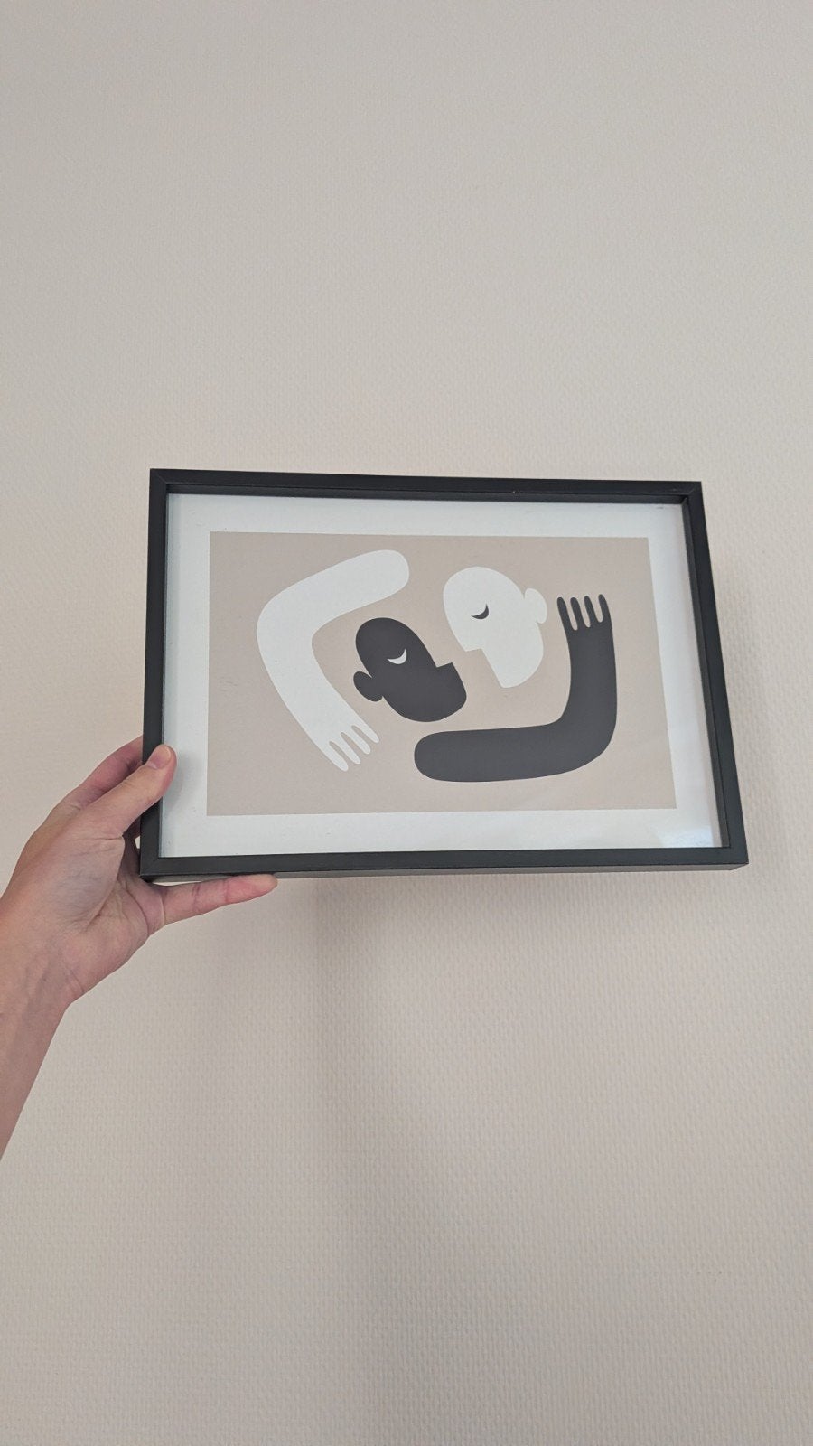Abstracte poster met zwarte lijst - Modern design, Minder dan 50 cm, Ophalen of Verzenden, Zo goed als nieuw, Foto of Poster