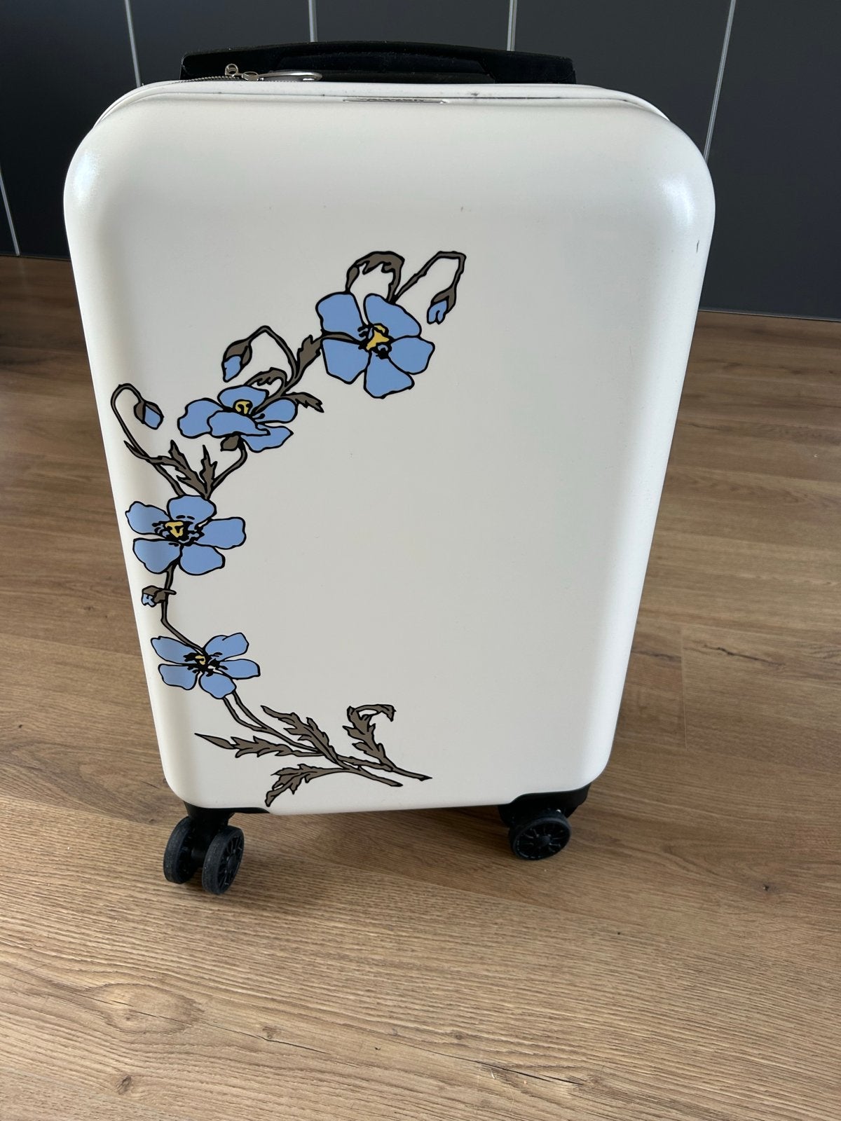 Vriendenloterij Witte koffer met blauwe bloemen - Handbagage, Ophalen, 40 tot 60 cm, Gebruikt, 20 tot 30 cm