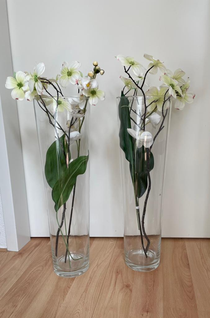 Mooie grote vazen incl bloemen, Huis en Inrichting, Woonaccessoires | Vazen, Ophalen, Overige kleuren, 50 tot 75 cm, Glas