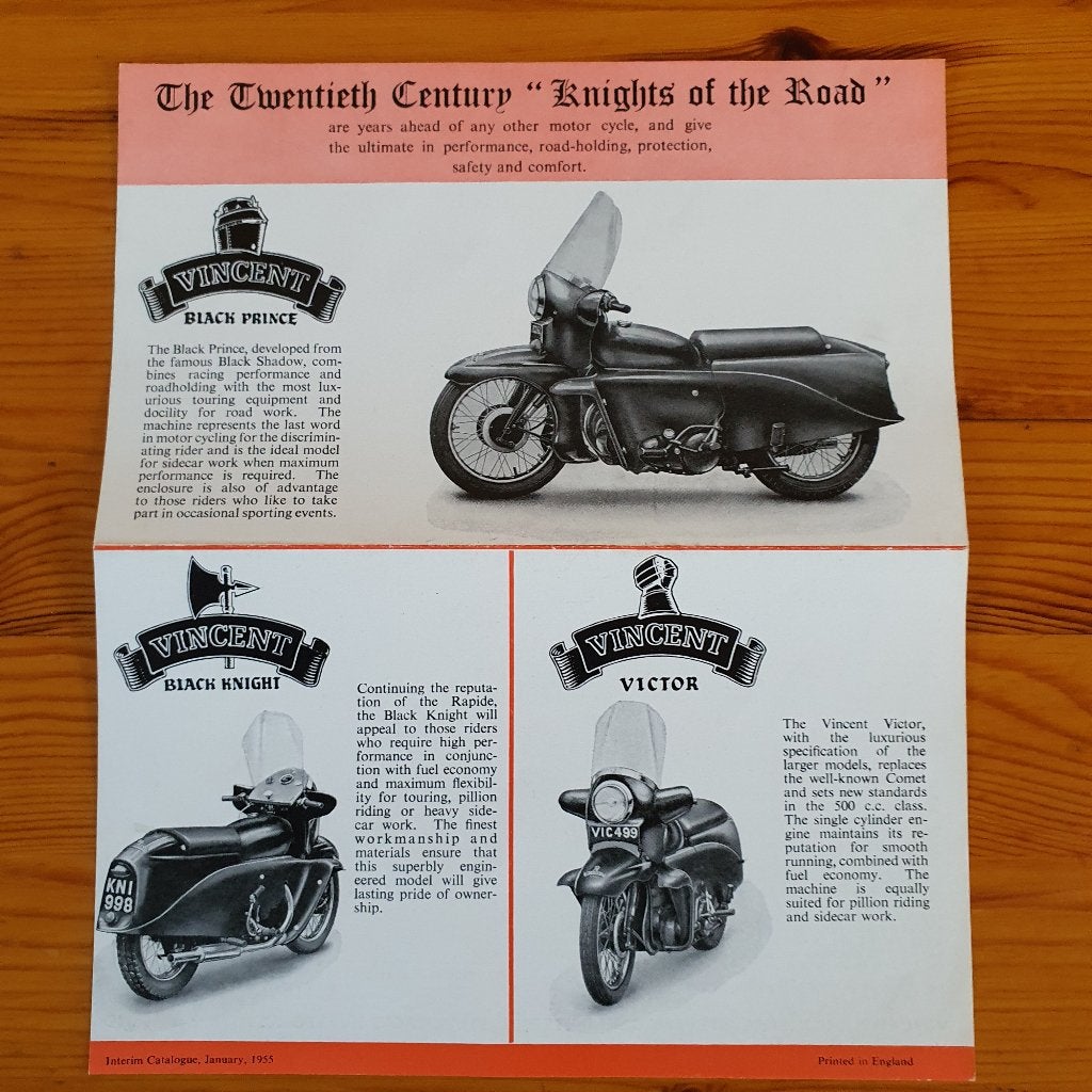 Originele 1955 Vincent Motorcycle Brochure, Boeken, Ophalen of Verzenden, Zo goed als nieuw, Merk of Model