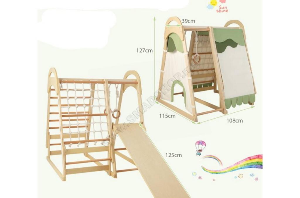 Houten klimrek voor kinderen – als nieuw + glijbaan, Kinderen en Baby's, Speelgoed | Overig, Ophalen, Zo goed als nieuw, Jongen of Meisje