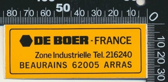 Sticker: De Boer France - Arras, Verzamelen, Ophalen of Verzenden, Zo goed als nieuw, Bedrijf of Vereniging