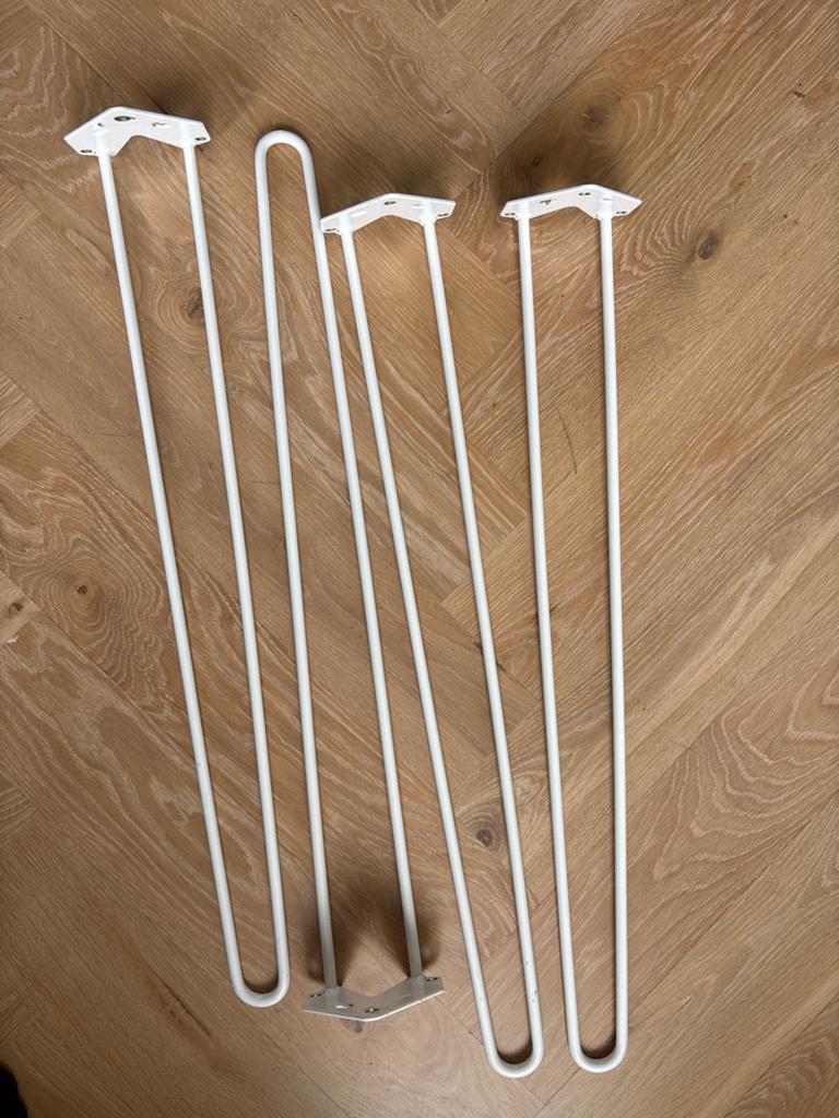 4x Witte Tafelpoot / Bureaupoot (Hairpin Leg), Huis en Inrichting, Tafelonderdelen, Tafelpoot, 50 tot 100 cm, Ophalen of Verzenden