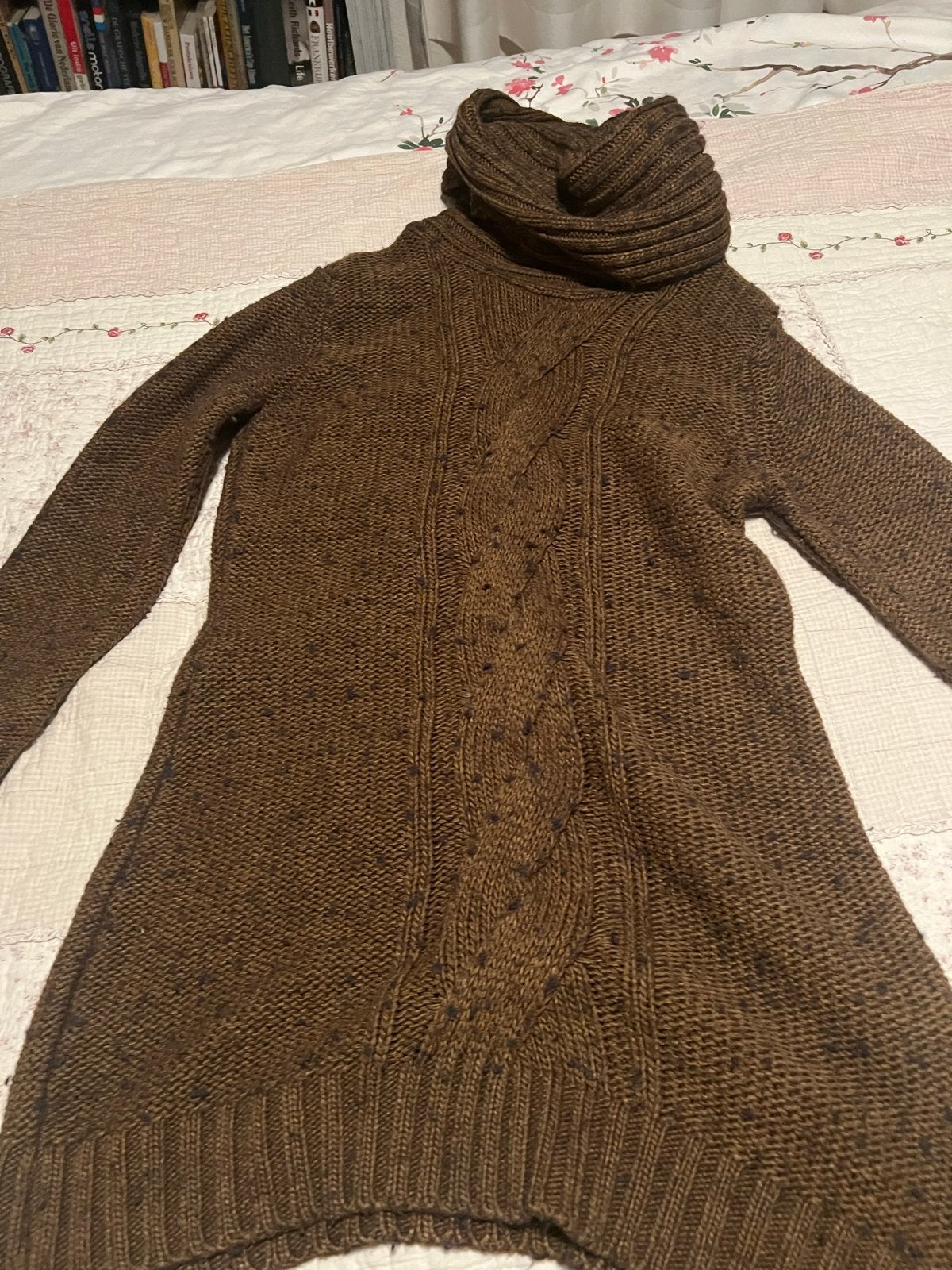 Prachtige bruine coltrui, lang model, maat 38, Ophalen of Verzenden, Zo goed als nieuw, Maat 38/40 (M), Bruin