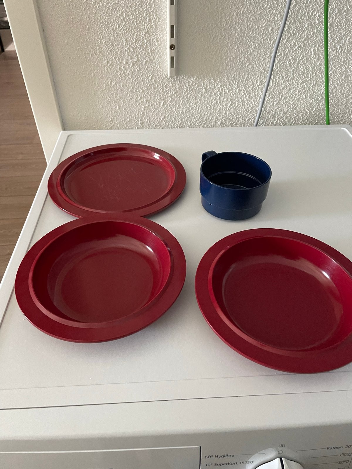 Vintage Mepal Rosti servies - 3 borden en 1 mok, Ophalen, Gebruikt