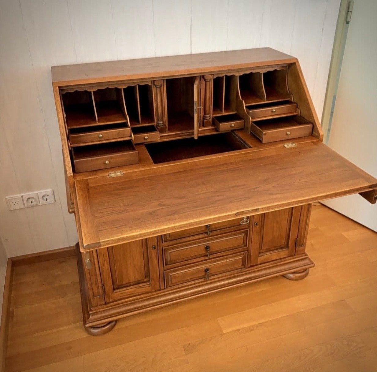 Zwaar Eiken Secretaire - Vintage - Brocante, Ophalen, Gebruikt