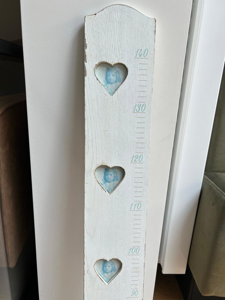Houten groeimeter met fotolijstjes - Wit, Ophalen, Gebruikt, Wanddecoratie
