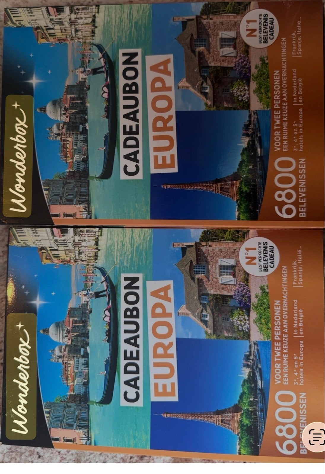 Wonderbox bonnen Europa vakantie, Eén persoon, Cadeaubon
