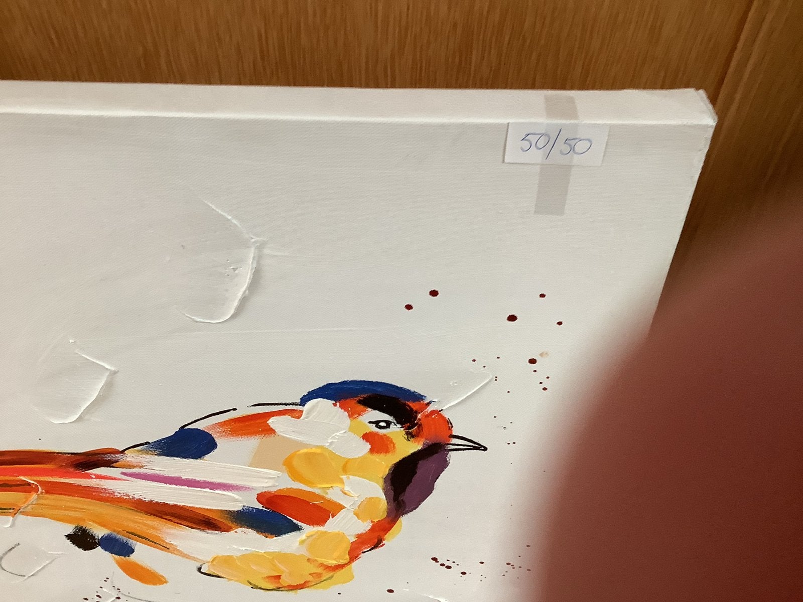 Kleurrijk Vogeltje op Doek - Modern Schilderij, Ophalen, Acrylverf, Doek, Expressionistisch