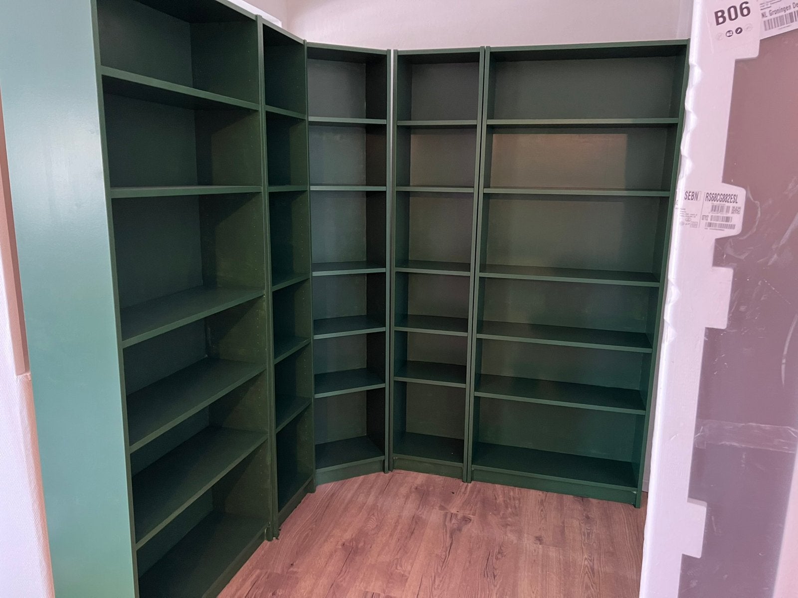 Groene IKEA Billy, Huis en Inrichting, Ophalen, Met plank(en), Gebruikt, 200 cm of meer