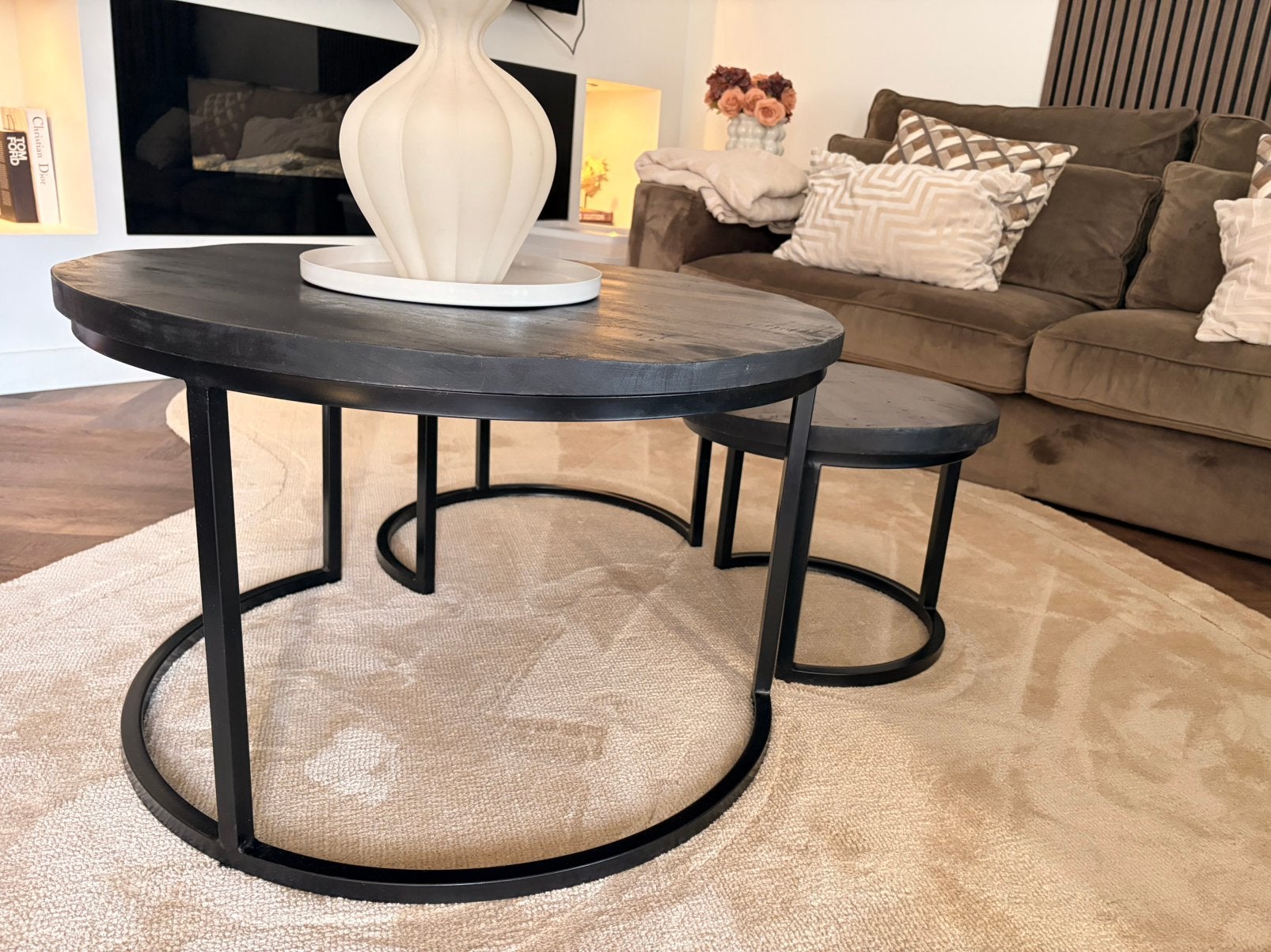 Salontafel set Goossens, Ophalen, Rond, 50 tot 100 cm, Zo goed als nieuw