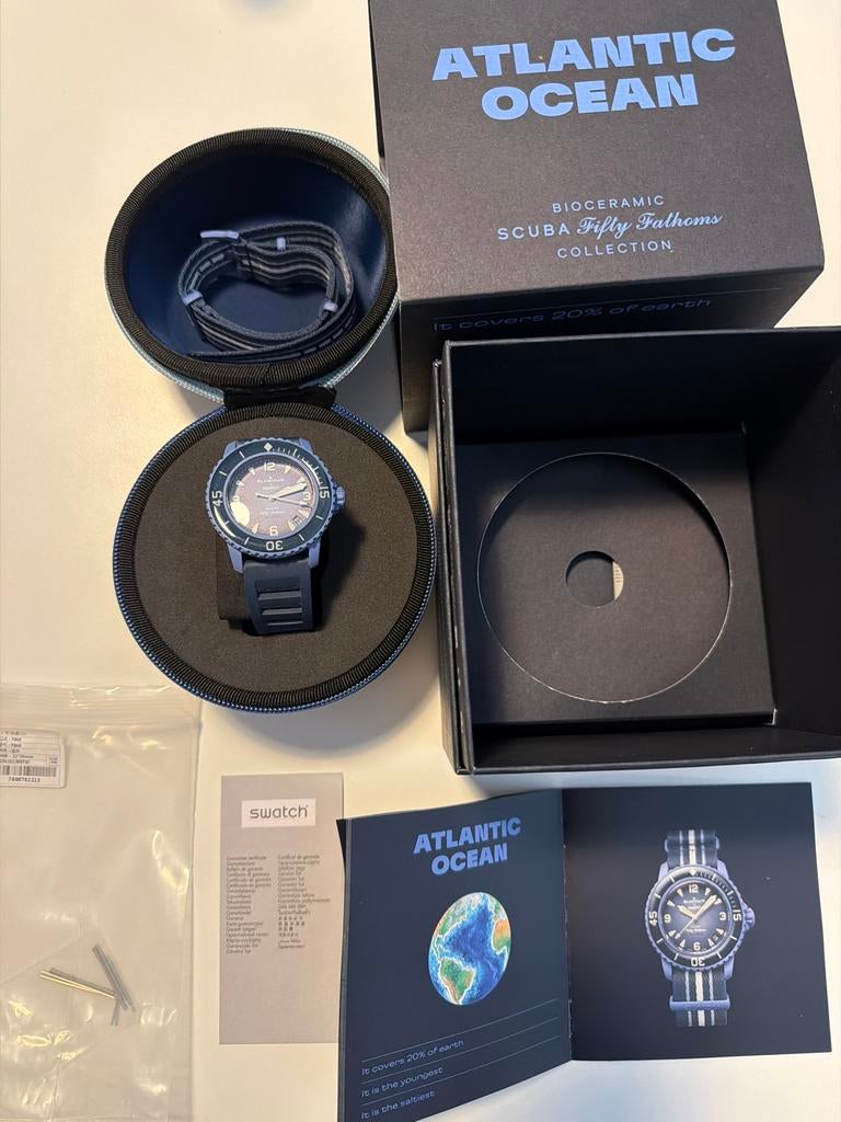 Swatch x Blancpain Scuba Fifty Fathoms Atlantic Ocean, Kunststof, Polshorloge, Swatch, Nieuw