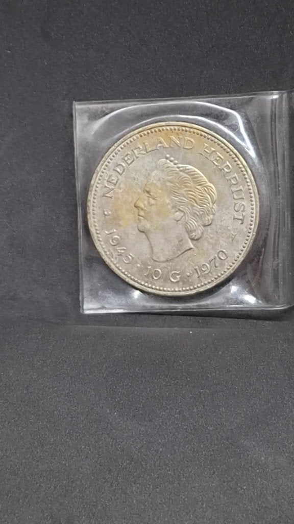 Nederland Herrijst 10 Gulden, Koningin Juliana, Zilver, Ophalen of Verzenden, Losse munt