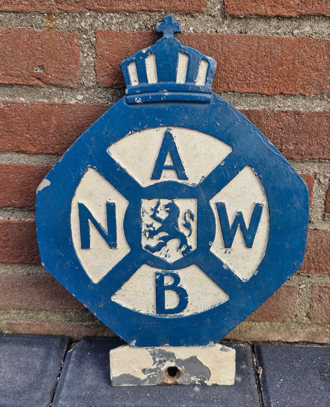 Klein model fietspad ANWB bewegwijzering aluminium bord 1950, Verzamelen, Verzenden, Gebruikt