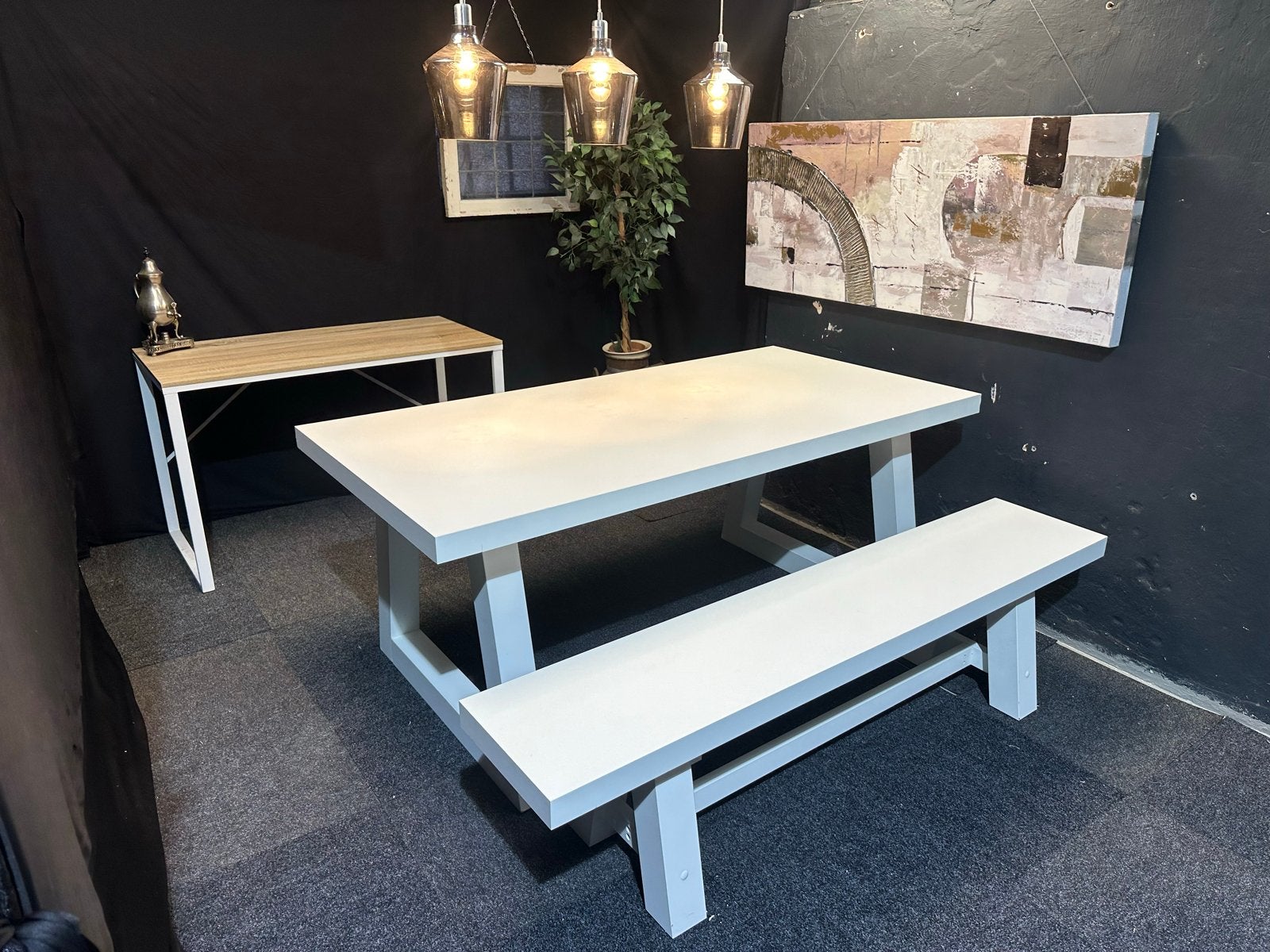Nous Living * Wehkamp Home eettafel & bankje Bronx 220cm Wit, Huis en Inrichting, Ophalen of Verzenden, Zo goed als nieuw