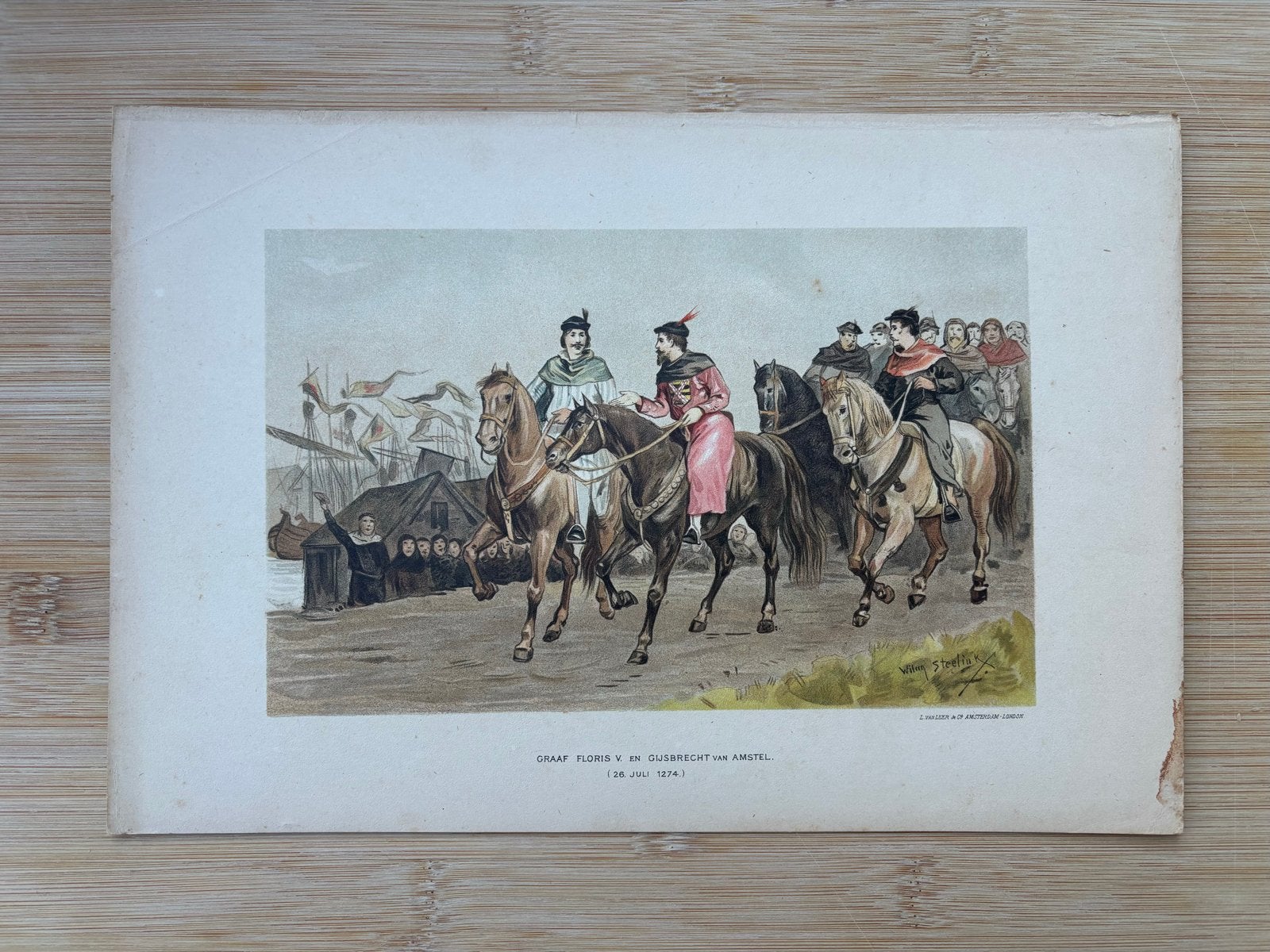 Graaf Floris V en Gijsbrecht van Amstel - Historische Print, Boeken, Ophalen of Verzenden, 19e eeuw, Gelezen