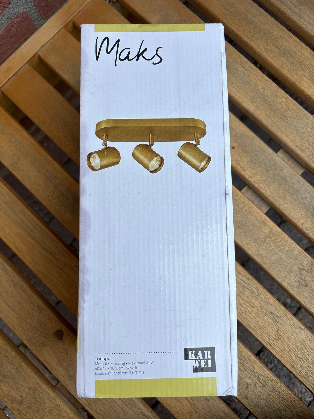 Karwei Maks Triospot - Messing Plafondspot GU10, Huis en Inrichting, Lampen | Spots, Overige lichtbronnen, GU10, Overige merken