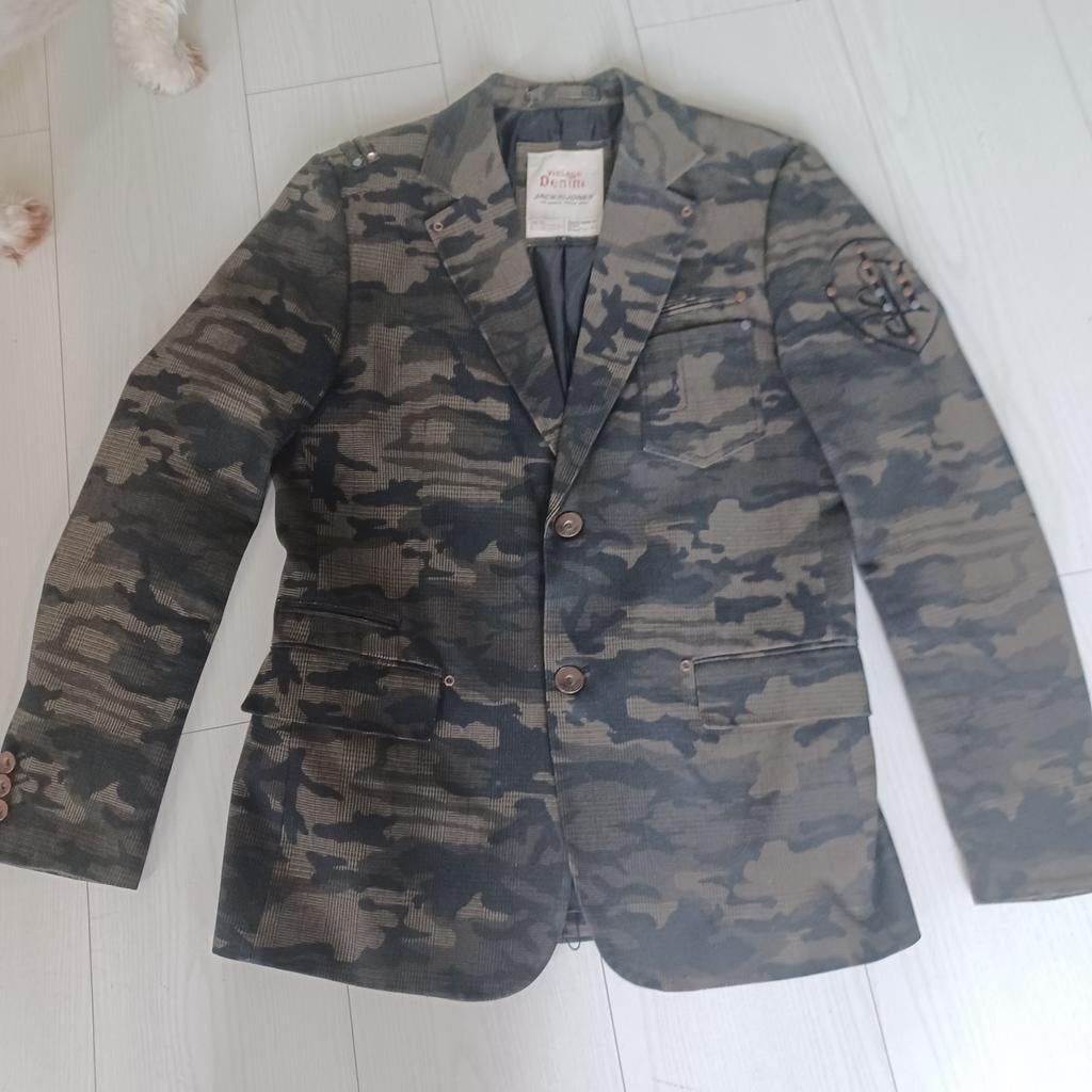 Jack & Jones Vintage Denim Camouflage Blazer Maat M, Maat 48/50 (M), Ophalen of Verzenden, Zo goed als nieuw, Groen