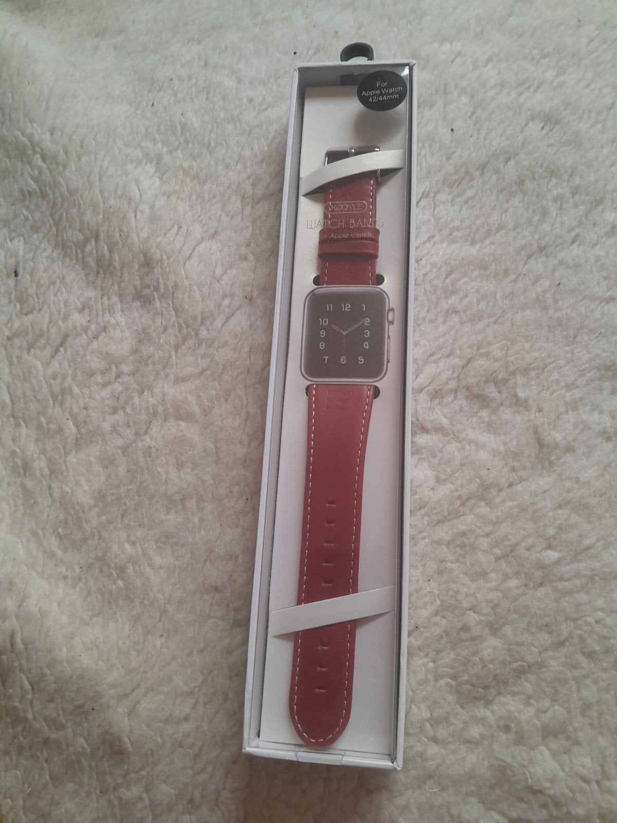 Rode Leren Horlogeband voor Apple Watch 42/44mm, IOS, Nieuw, Ophalen of Verzenden, Apple Watch (compatibel)