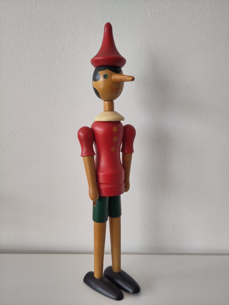 Pinocchio Beeld Hout - 36cm, Antiek en Kunst, Ophalen of Verzenden