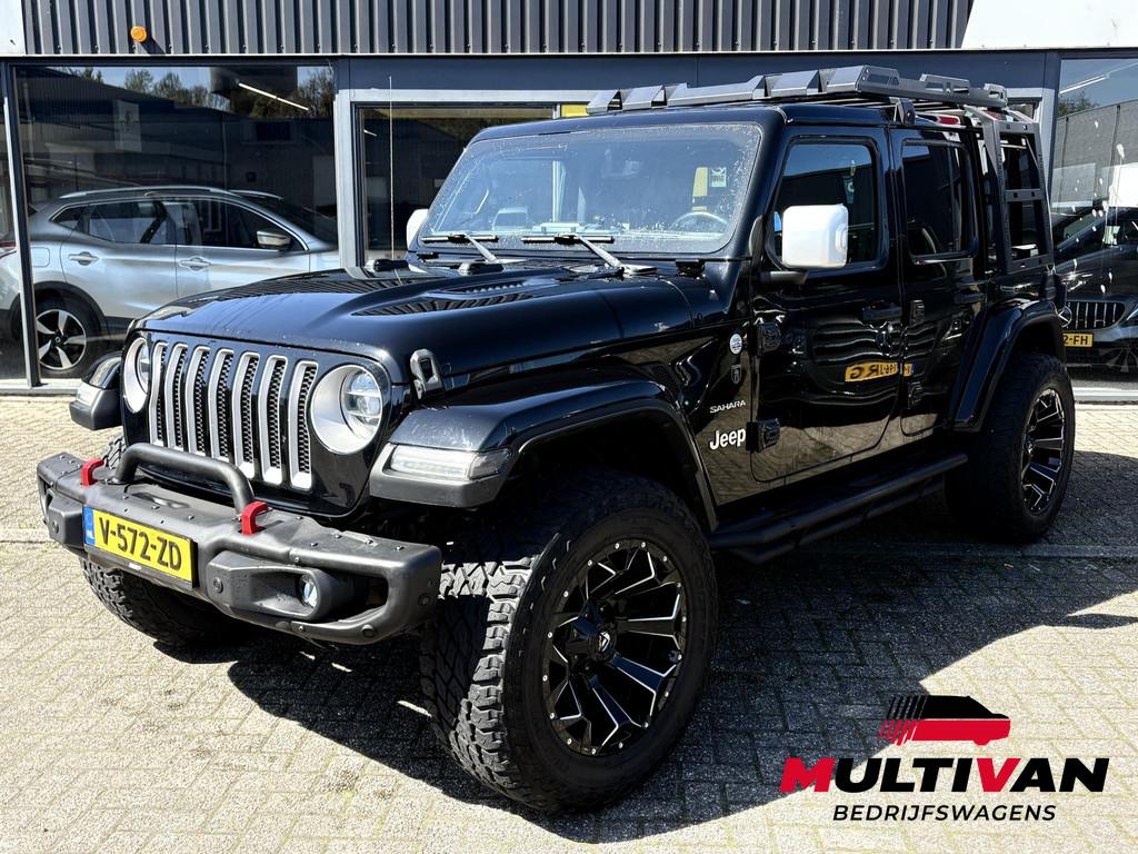 Jeep Wrangler 2.2D Sahara | GRIJS KENTEKEN | 4x4 | VOL OPTIE, Auto's, Stof, Gebruikt, 4 cilinders, Zwart