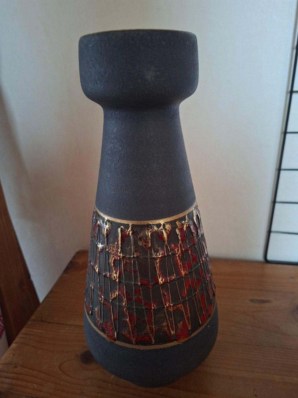 Vintage West Germany vaas 280-20, rood en goud, Antiek en Kunst, Ophalen of Verzenden