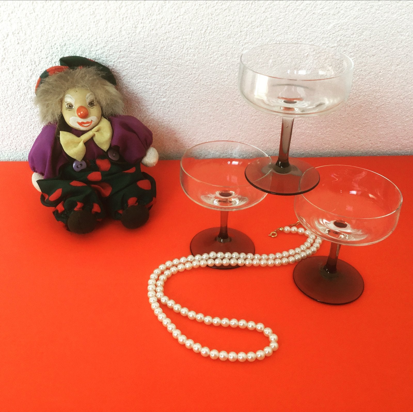 Set van 3 Vintage Likeurglaasjes met Donkere Voet, Antiek en Kunst, Ophalen