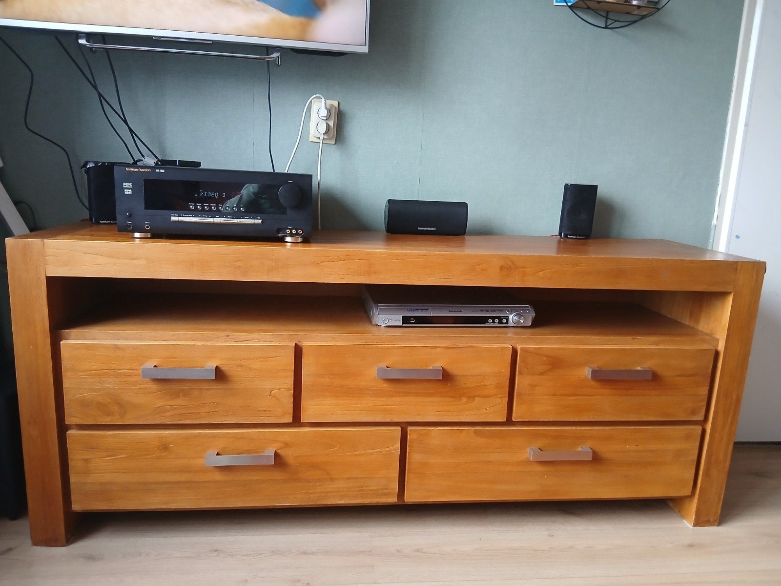 Dressoir teak hout, Ophalen, 25 tot 50 cm, 150 tot 200 cm