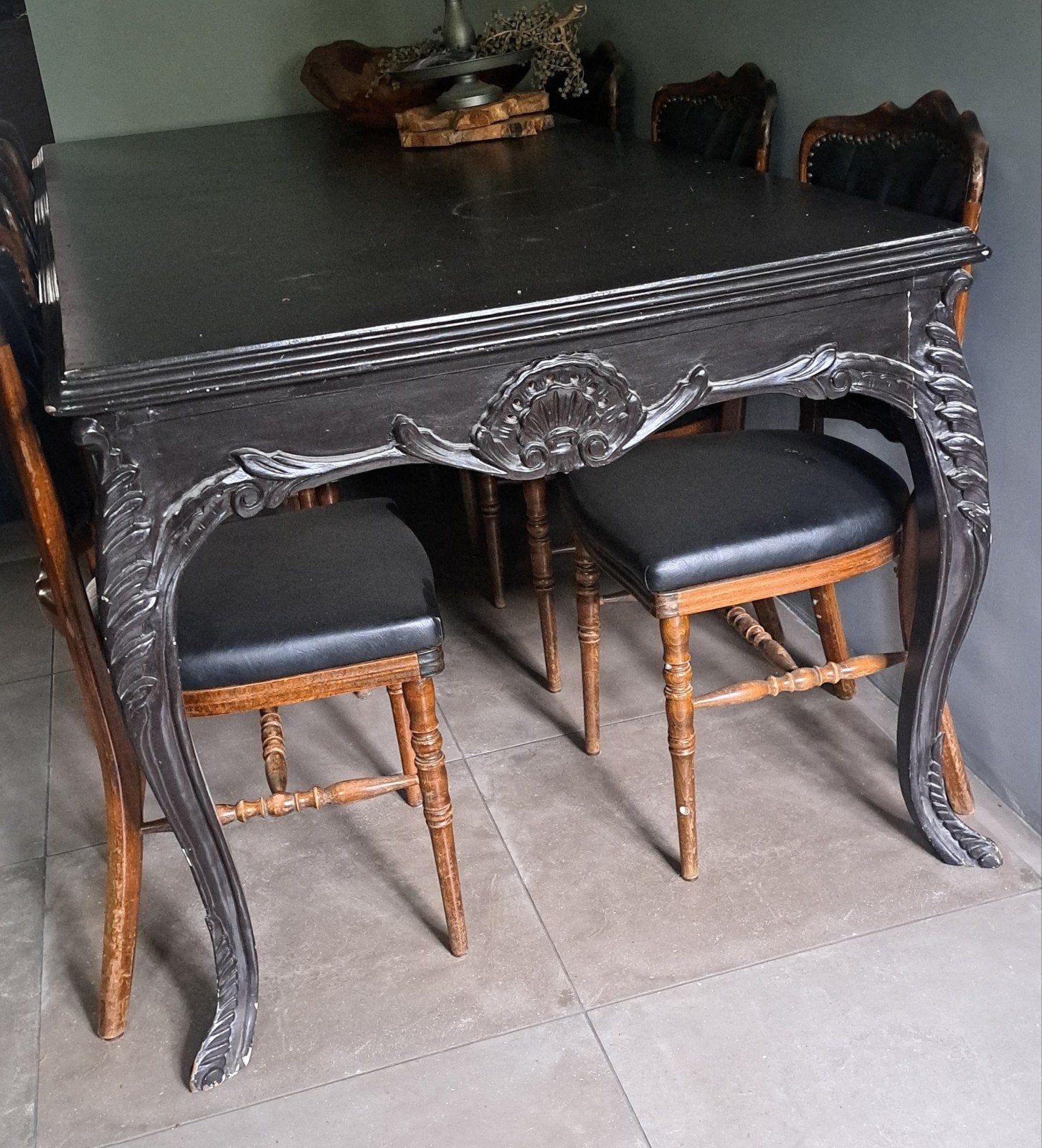 zware barok eettafel, Ophalen, Gebruikt, Zwart, Vijf, Zes of meer stoelen