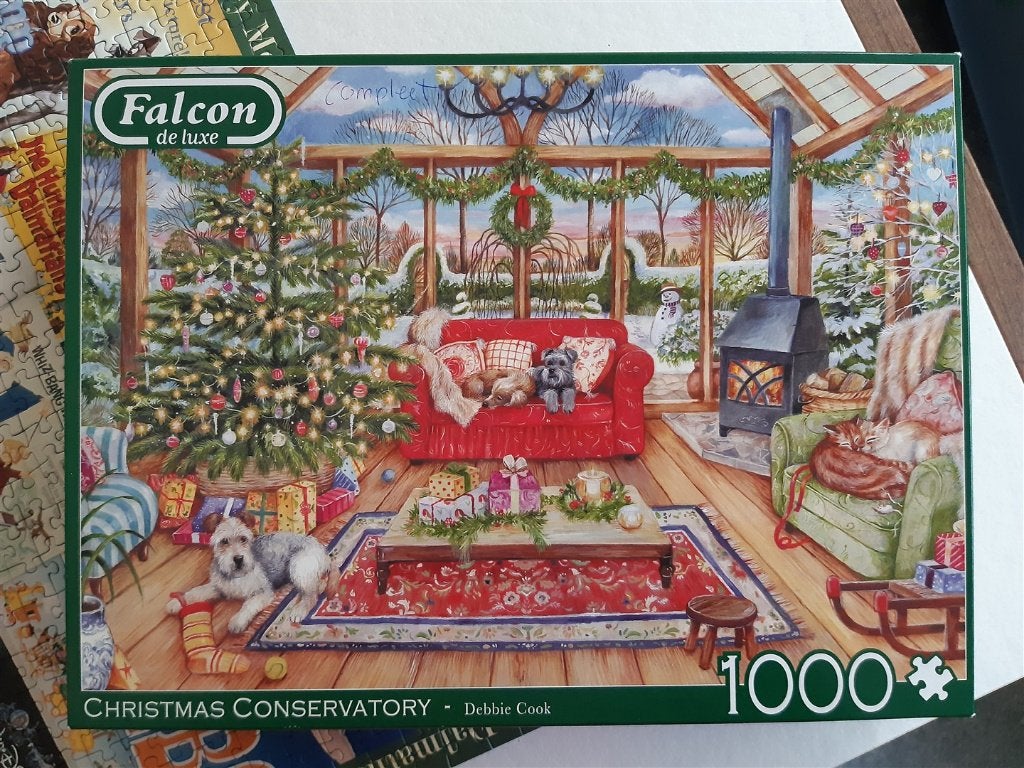 Falcon DeLuxe / De Luxe Christmas Conservatory 1000 stukjes, Ophalen of Verzenden, 500 t/m 1500 stukjes, Gebruikt, Legpuzzel