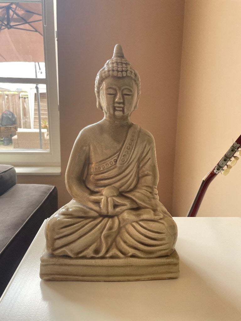Buddha beeld, Ophalen, Zo goed als nieuw, Steen/keramiek, Beige