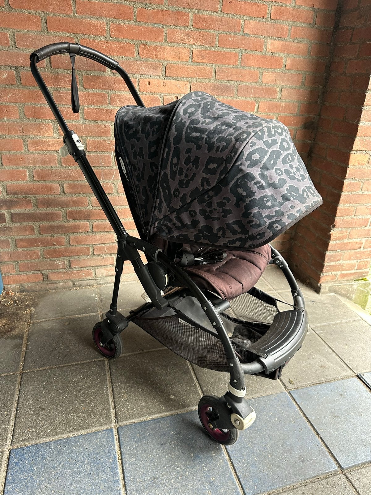Bugaboo Bee5 kinderwagen met luipaardprint zonnekap, Ophalen, Gebruikt, Overige merken, Verstelbare rugleuning