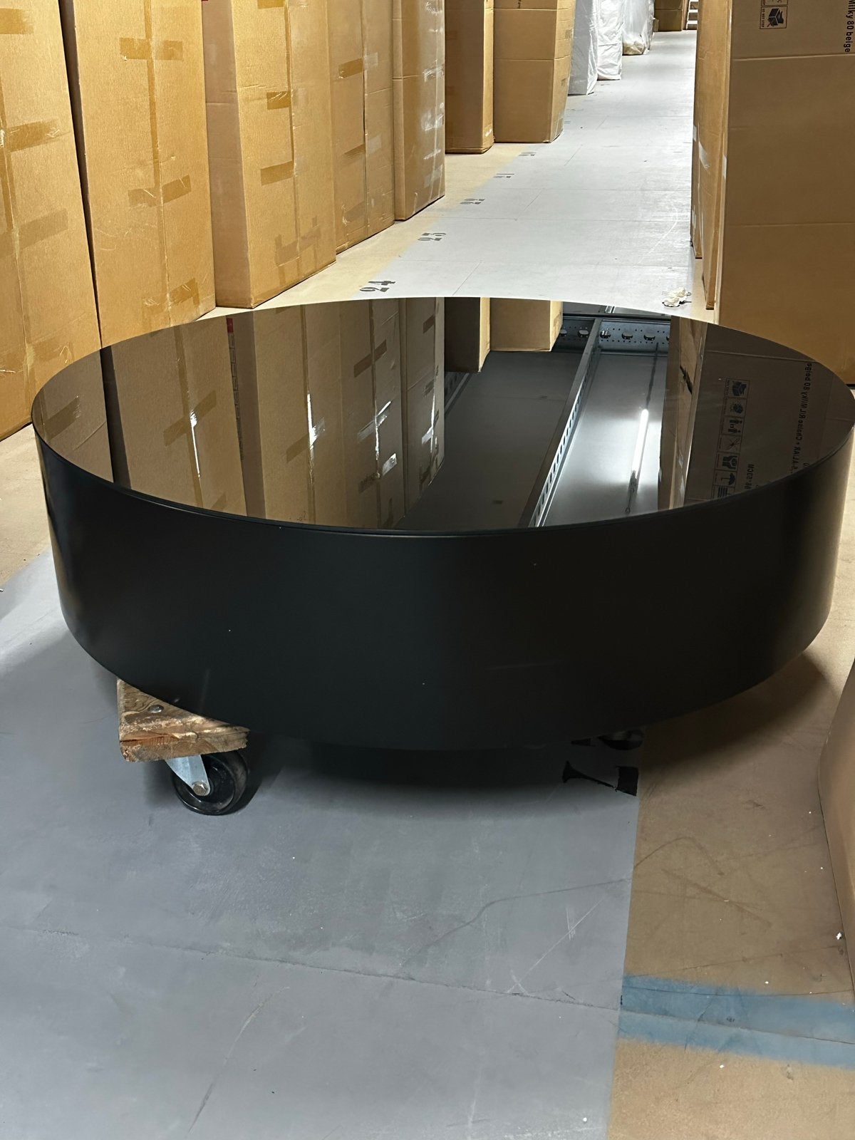 Salontafel - Zwart glazen blad, Ophalen, Gebruikt, Rond, Glas