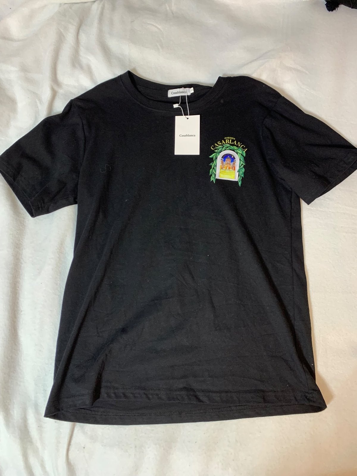 Casablanca T-shirt met 'Avenida Casablanca' print, Ophalen of Verzenden, Nieuw, Maat 46 (S) of kleiner, Zwart