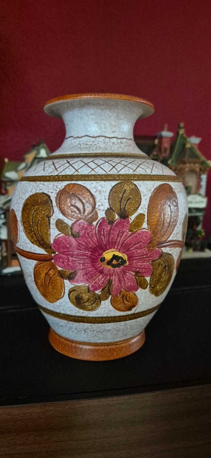 Vintage Duitse Vaas - Handgeschilderd Bloemmotief, Ophalen of Verzenden