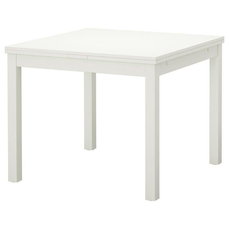 Bjursta Ikea Eettafel wit Uitschuiftafel 90 x 90 x 74 cm, Ophalen, Rechthoekig, 50 tot 100 cm