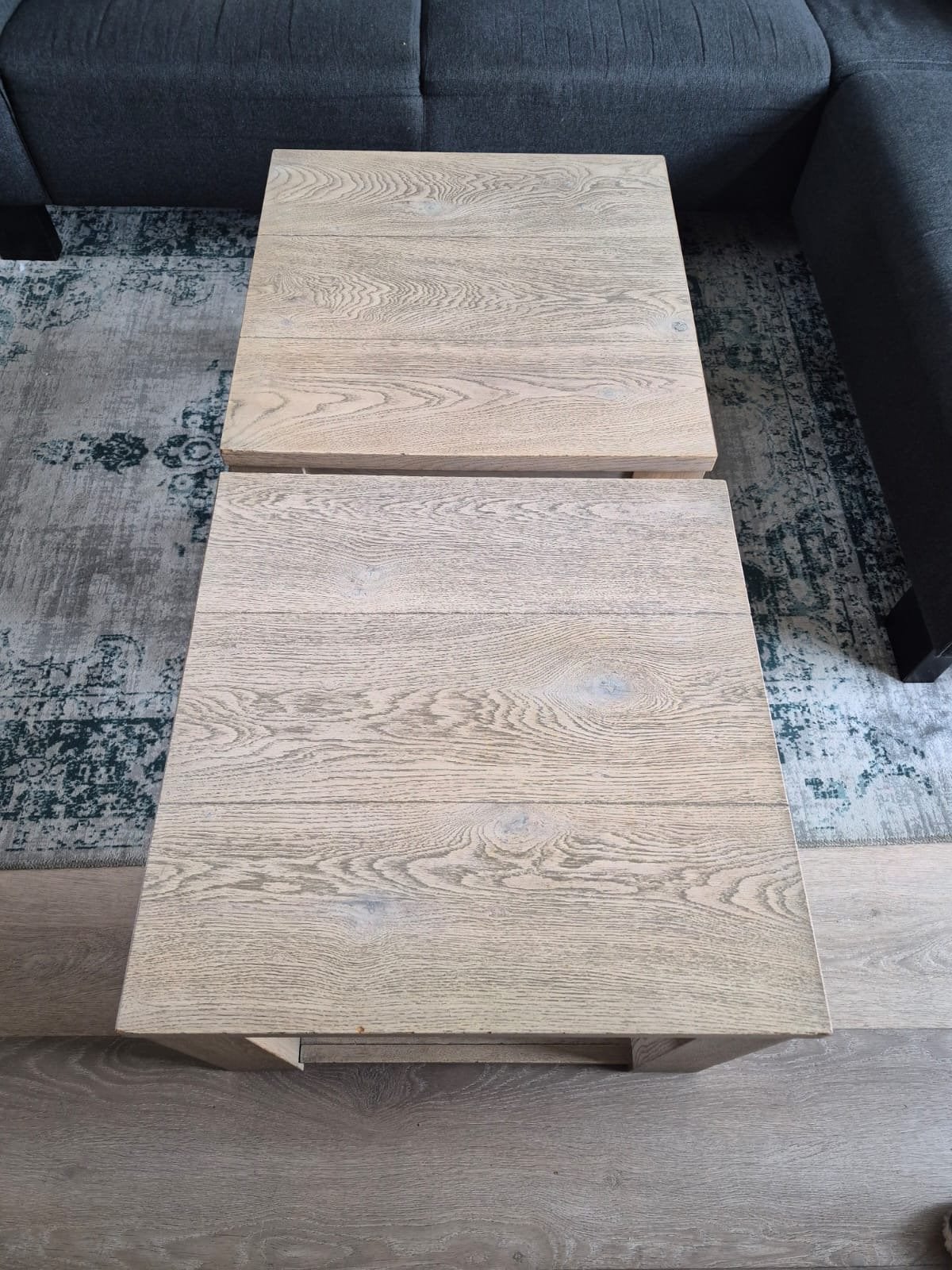 Set van 2 vierkante bijzettafels 80x80x45 cm, Gebruikt, Vierkant, 5 – 50, Overige houtsoorten